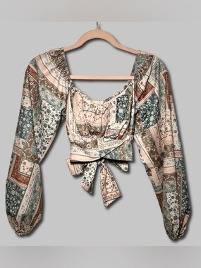 Altar'd State Patchwork Tie-Back Crop Top